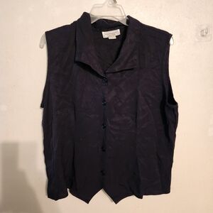 Vintage Impressions Sleeveless Button Up Black Blouse Vintage Sizing 18 See Pics